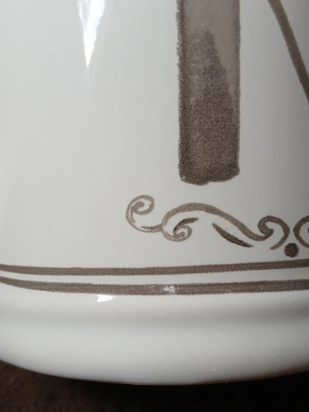 Sur La Table Stoneware White and Gray Monogram 